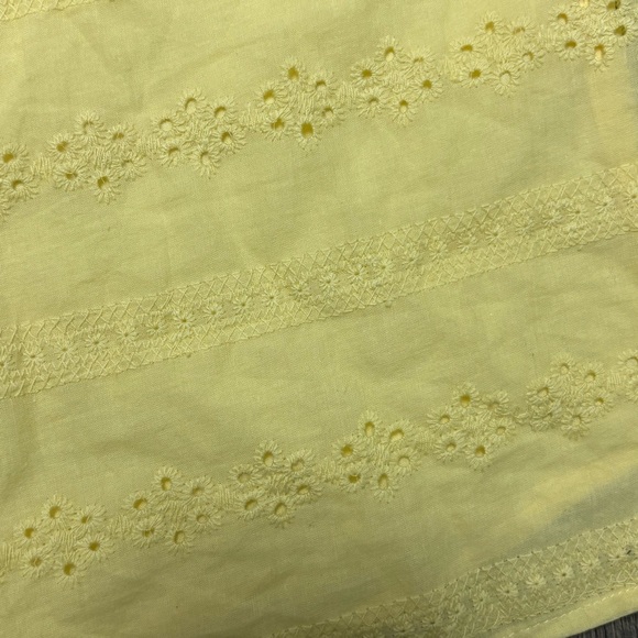 Butter yellow floral lace eyelet preppy strapless jumpsuit medium romper new - Picture 3 of 5